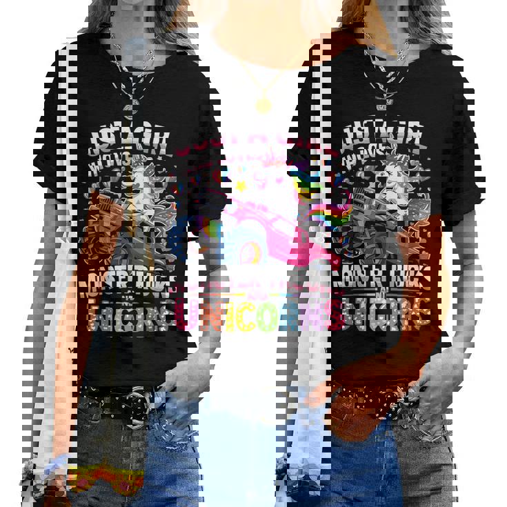 Just A Girl Who Loves Monster Trucks And Unicorns Women T-shirt