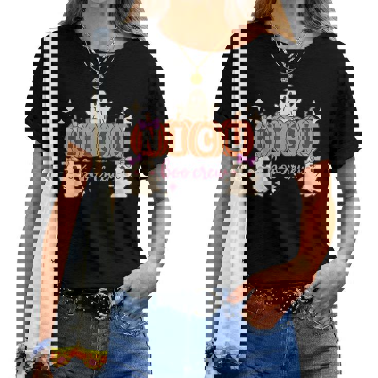 Nicu Boo Crew Nurse Ghost Halloween Spooky Season Women T-shirt