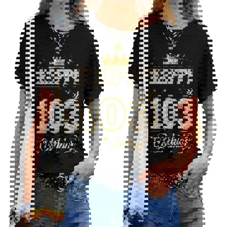 Happy 103Rd Birthday 103歳 女性 男性 誕生日パーティー 長袖tシャツ レディースTシャツ