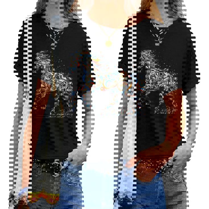 Horse Lover Majestic Horse 馬のグラフィック デザイン 長袖tシャツ レディースTシャツ