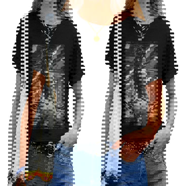 Hot Girl On 男性用 セクシー ブーティー ガール カーショー 1 Bw レディースTシャツ