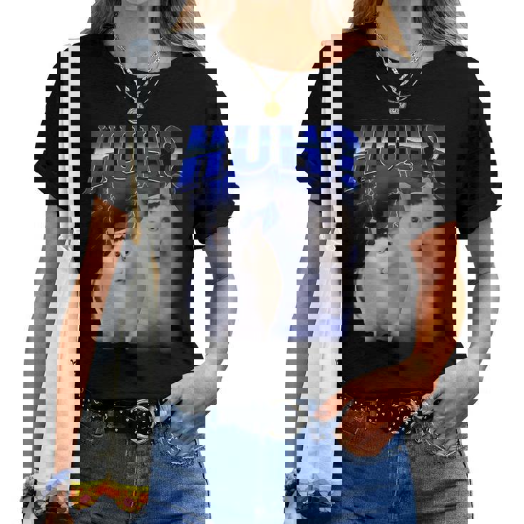 Huh ファニーダンクキャットミーム 女性&男性向け ヒンジなし グーフィーキャット レディースTシャツ