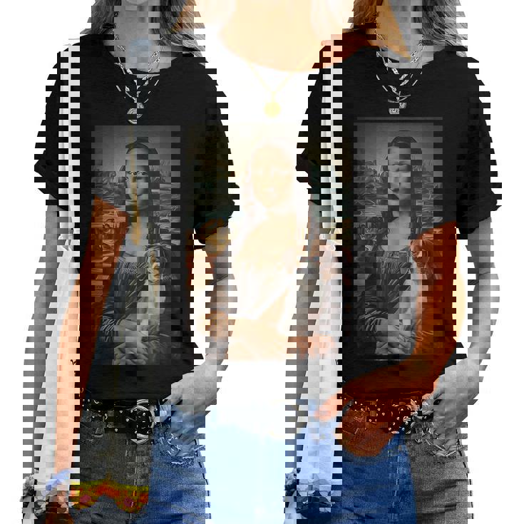 Jack Russel Mona Lisa Pittura Artistica Cane Mamma Papà Maglietta da donna