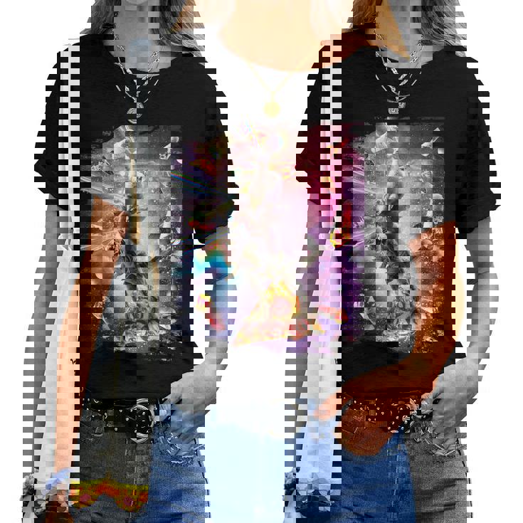 Láser Ojos Espaciales Llamaobre Perezoso Dinosaurio Camiseta de mujer