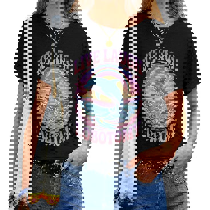 Live Laugh Lobotomy Dolphin Groovy レディースTシャツ