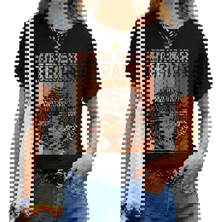 Mental Health Therapist Afro Black History Month Women T-shirt