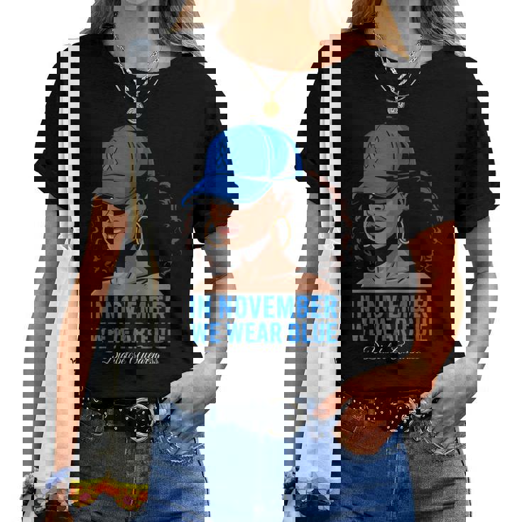 In November We Wear Blue Black Diabetes Awareness Women T-shirt