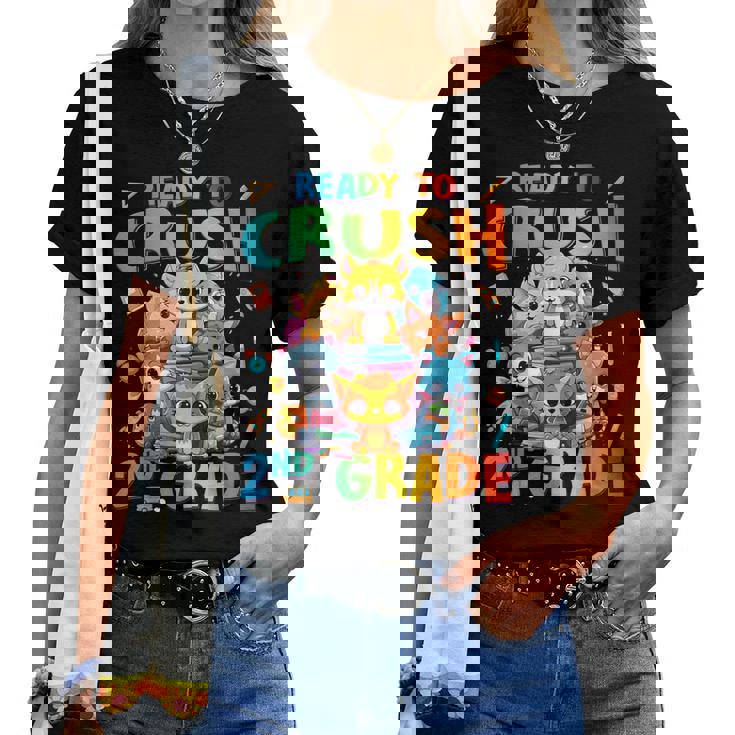 Ready To Crush 2Nd Grade Back Tochool 2Nd Grade Cat Kitten レディースTシャツ