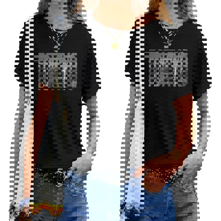 Tokyokyline Rainbow Bridge Tokyo Tower レディースTシャツ