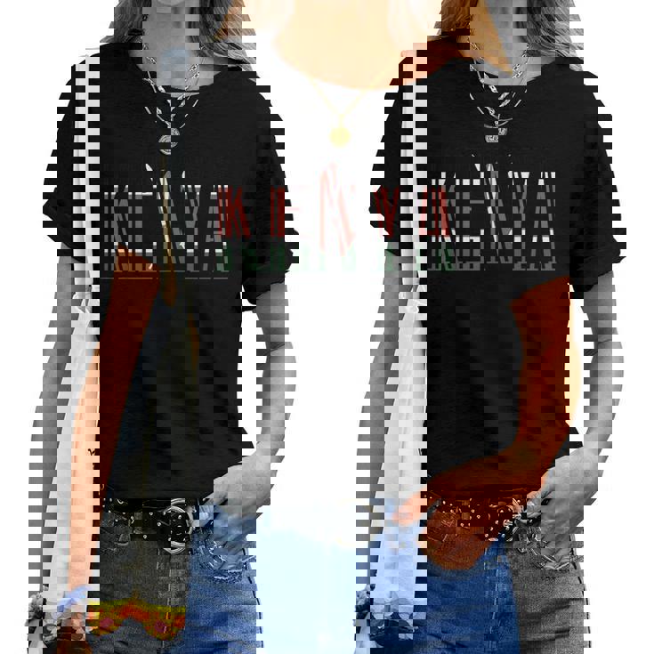 ケニア国旗男性女性へのお土産ギフト。 レディースTシャツ