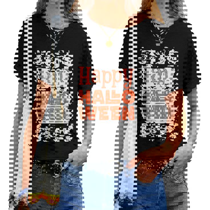 ハッピーハロウィン 子供 大人 男性 女性 キュート ビンテージ レディースTシャツ