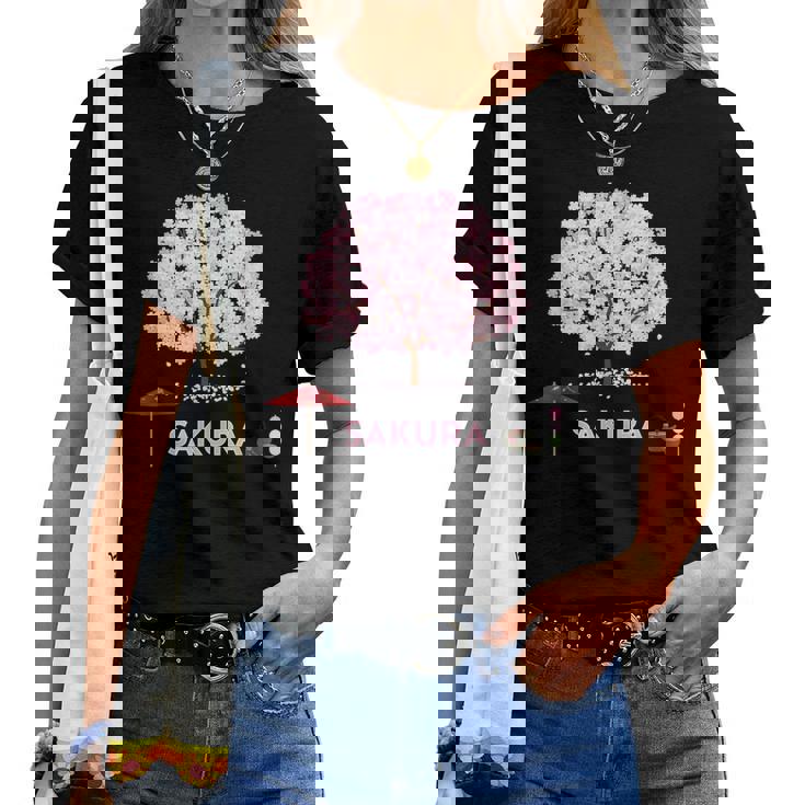 和 桜 シャツ ピンク 桜 花 木 花見 レディースTシャツ