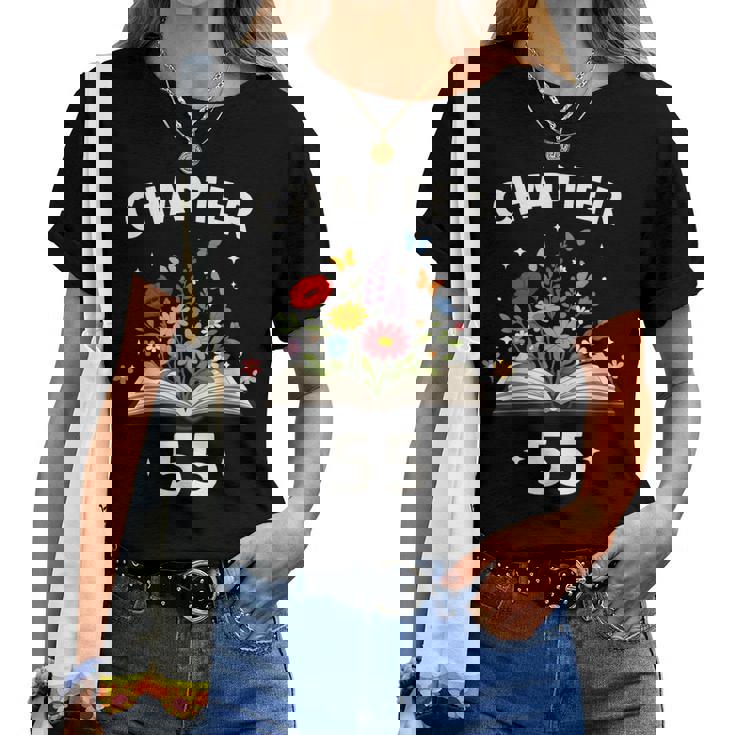 第55章 55歳 誕生日 お祝い 花本 レディースTシャツ
