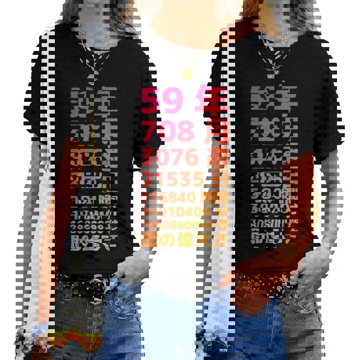 面白い59歳の誕生日の古いメーター 面白い59歳のギフト 女性 男性 面白い電卓 59歳の誕生日のギフト レディースTシャツ