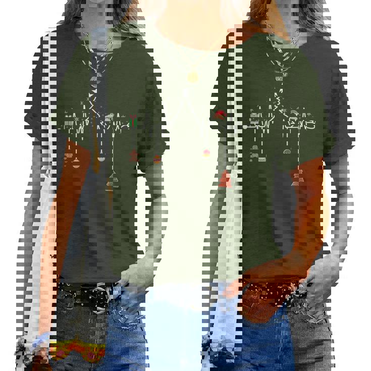 Nursing Christmas Christmas Tree Heartbeat Nurse Women T-shirt