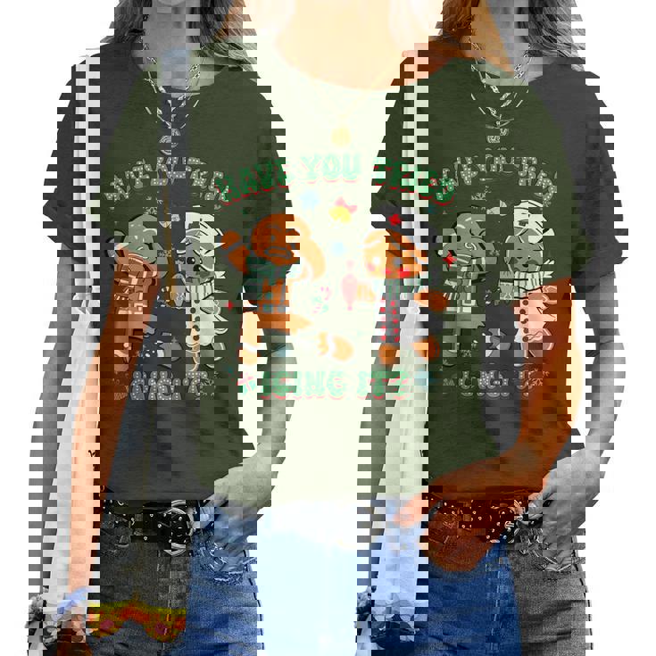 Retro Nurse Christmas Gingerbread Have You Tried Icing It Women T-shirt