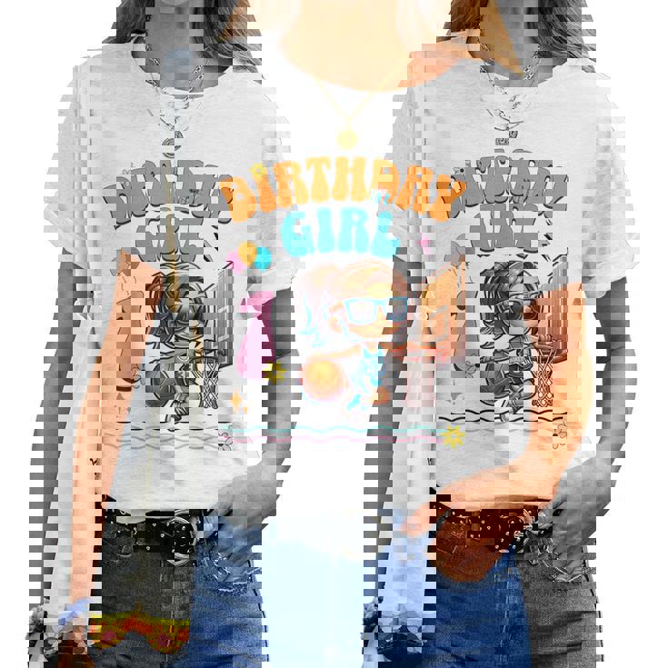 1歳の誕生日 バスケットボール 1歳 女の子 バスケットボール フープ ダンキング レディースTシャツ