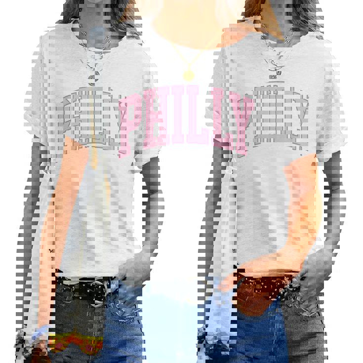 Philly Pink Retro Preppy Throwback Philadelphia Girls Womens Women T-shirt