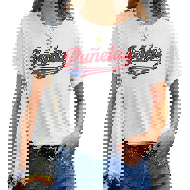 Puñeta プエルトリコ プエルトリコ 国旗 面白い 男性 女性 言葉 レディースTシャツ
