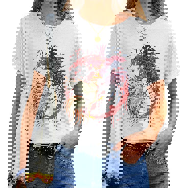 Rooster Cock Fight Chicken ノベルティ ファーマーズギフト レディースTシャツ