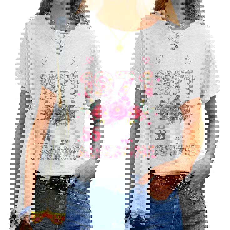 オンバック 55歳 1971年4月 花柄 55歳の誕生日 レディースTシャツ