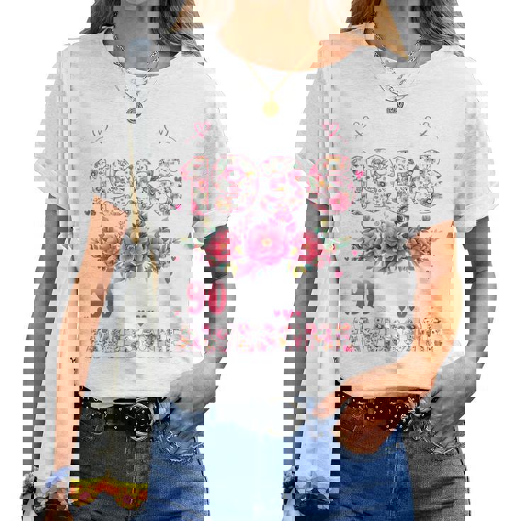 オンバック 90歳 1936年3月 花柄 90歳の誕生日 レディースTシャツ