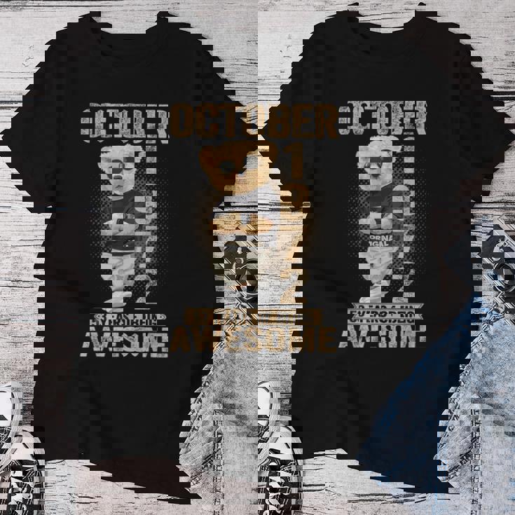 1972年10月53歳の誕生日男性と女性のための素晴らしいテディベア レディースTシャツ 面白い贈り物