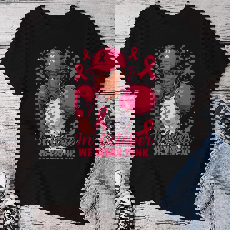 African American In October We Wear Pink Breast Cancer Women T-shirt Unique Gifts