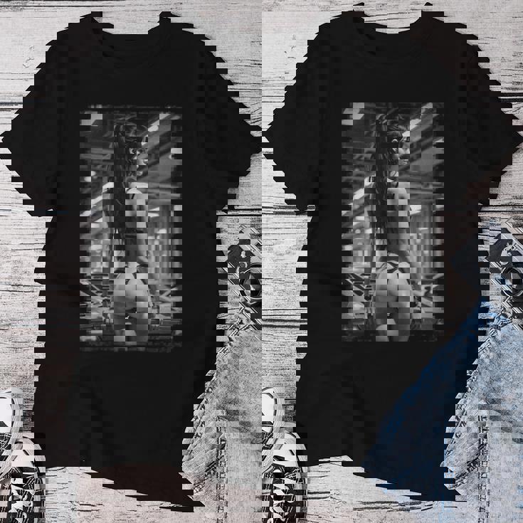 Hot Girl On 男性用 セクシー ブーティー ガール カーショー 1 Bw レディースTシャツ 面白い贈り物