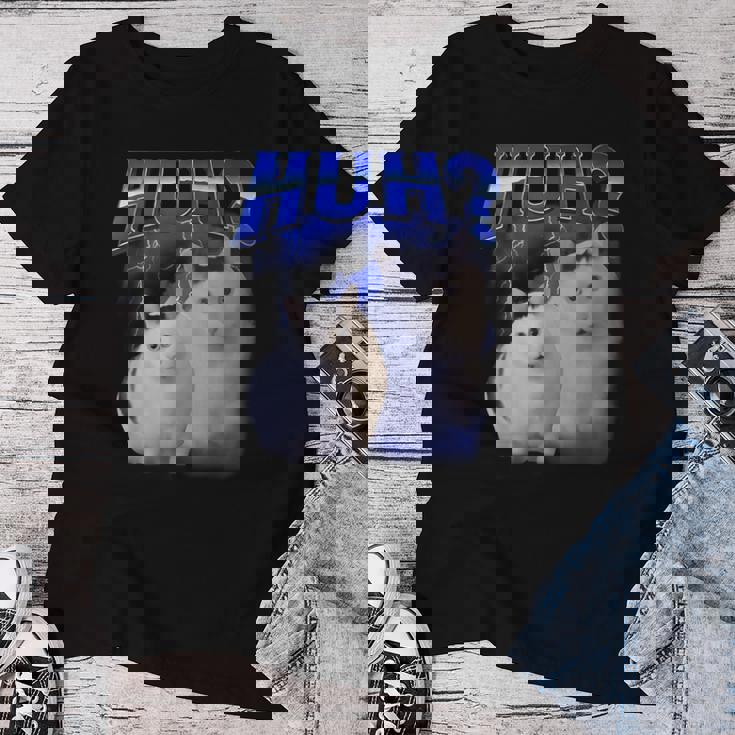 Huh ファニーダンクキャットミーム 女性&男性向け ヒンジなし グーフィーキャット レディースTシャツ 面白い贈り物