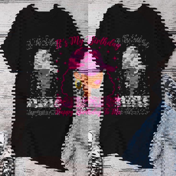It's My Birthday Aquarius Black Woman Pink Camo Women T-shirt Unique Gifts