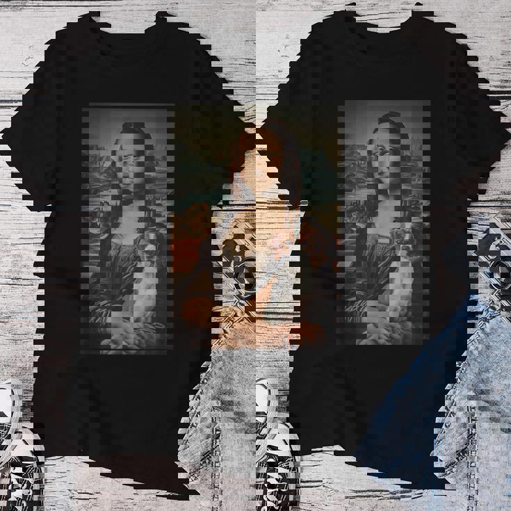 Jack Russel Mona Lisa Pittura Artistica Cane Mamma Papà Maglietta da donna Regalos divertidos