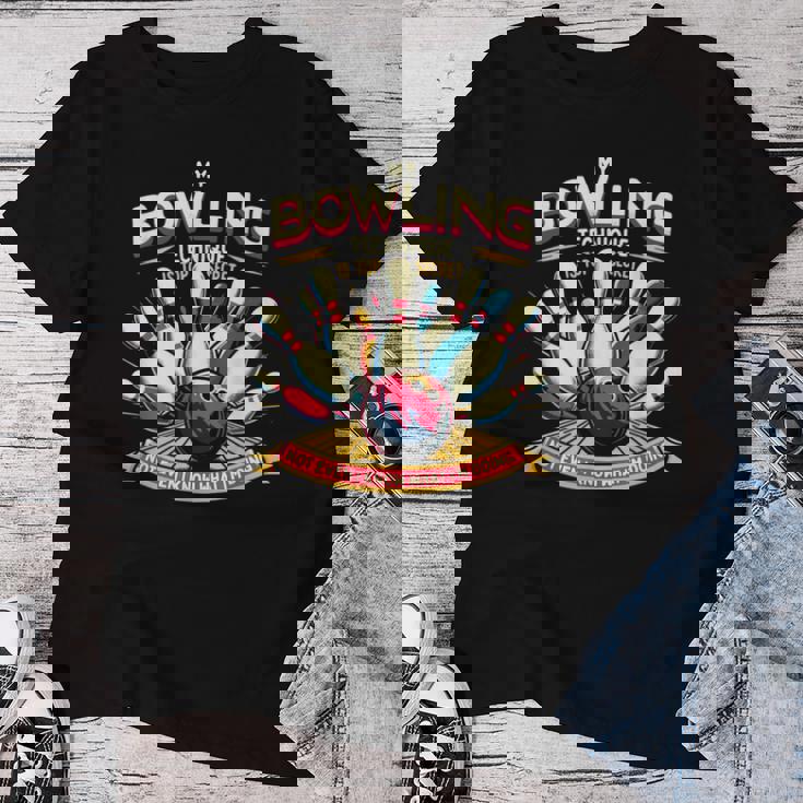 My Bowling Technique Isecret 面白いボウラーボウリング レディースTシャツ 面白い贈り物