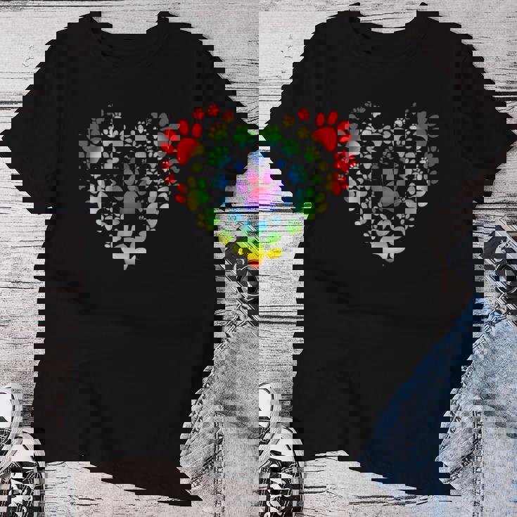 Rainbow Lgbt 猫愛好家 犬 恋人 猫 母 犬 パパ バレンタイン レディースTシャツ 面白い贈り物