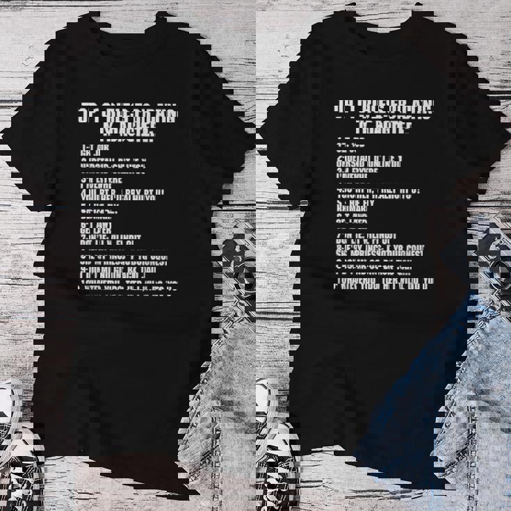 Rules For Dating My Daughter Dad ギフト レディースTシャツ 面白い贈り物