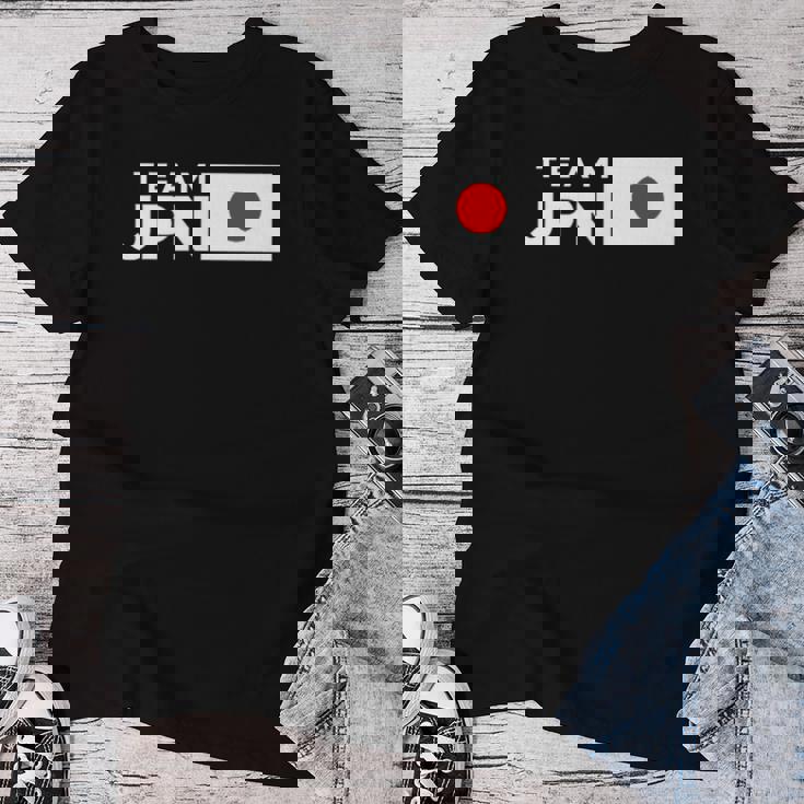 Team Jpn 日本国旗 チームジャパン 日の丸 男性 女性 子供 応援 チーム レディースTシャツ 面白い贈り物