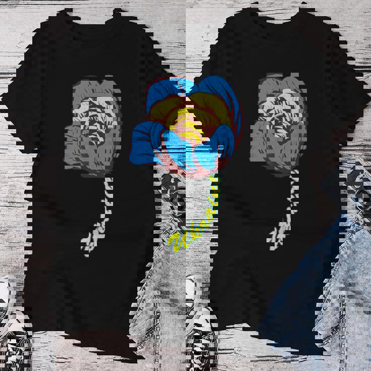 ウクライナ バラの花 旗 フリー ウクライナ応援 ウクライナ レディースTシャツ 面白い贈り物