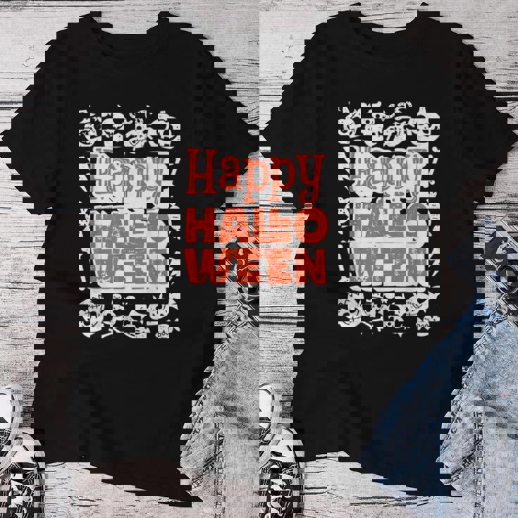 ハッピーハロウィン 子供 大人 男性 女性 キュート ビンテージ レディースTシャツ 面白い贈り物