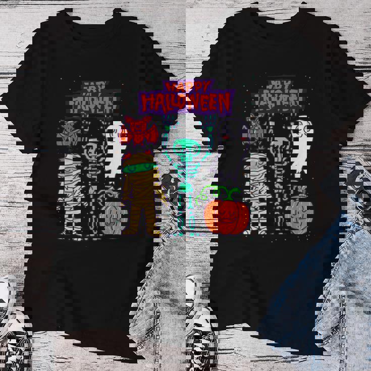 ハッピーハロウィン骨格かぼちゃかわいいゴーストキッズ男の子女の子 レディースTシャツ 面白い贈り物