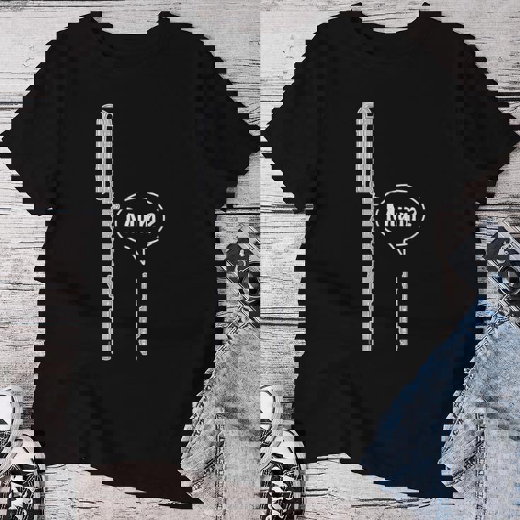 バスフルートとピッコロフルートのミーム 面白いフルートママ Flute Mum Humour レディースTシャツ 面白い贈り物