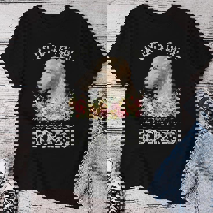 ボルゾイシャツ犬ギフト彼女を愛する女の子だけボルゾイ レディースTシャツ 面白い贈り物