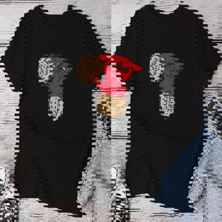 千葉県ご当地キャラと落花生 長袖tシャツ レディースTシャツ 面白い贈り物