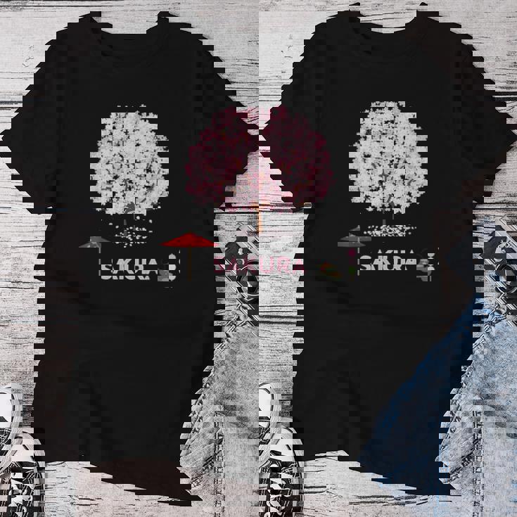 和 桜 シャツ ピンク 桜 花 木 花見 レディースTシャツ 面白い贈り物