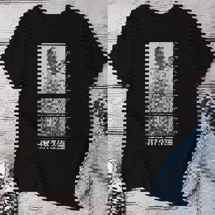 変態 触手 ラブ アニメ 女の子 和袖 Waifu レディースTシャツ 面白い贈り物