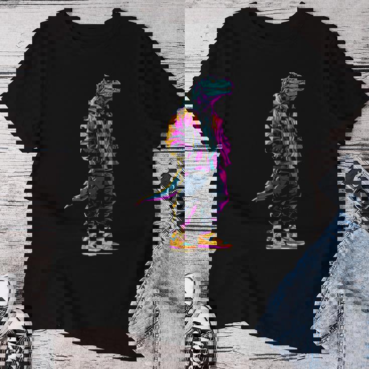 恐竜 漫画 かわいい かわいい かっこいい モチーフ 男性 女性 T-Rex レディースTシャツ 面白い贈り物