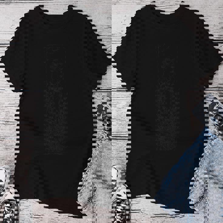 花園の女 ミュシャ アールデコ 線画 レディースTシャツ 面白い贈り物