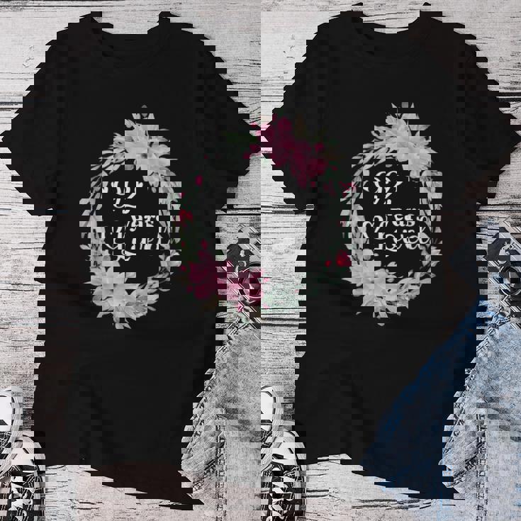 花柄 92歳 誕生日 男性 女性 92歳 誕生日 レディースTシャツ 面白い贈り物