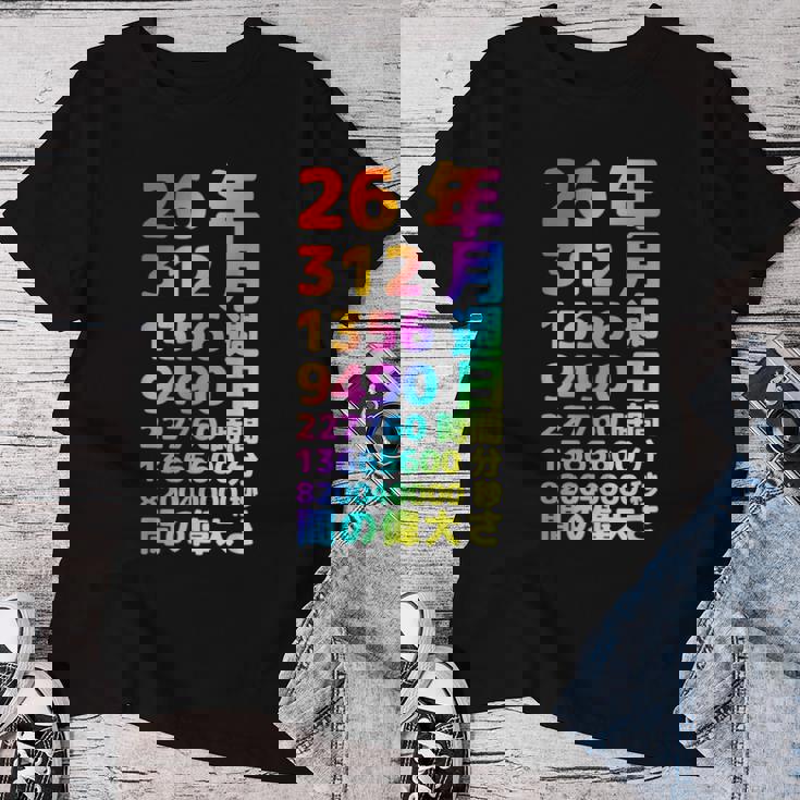 面白い26歳の誕生日の古いメーター 面白い26歳のギフト 女性 男性 面白い電卓 26歳の誕生日のギフト レディースTシャツ 面白い贈り物