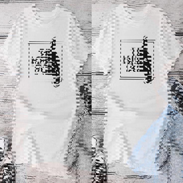 【バックプリント・背中側】ザ・ホース・フェイス The Horse Face 午年 馬 2026 パロディ 長袖tシャツ レディースTシャツ 面白い贈り物