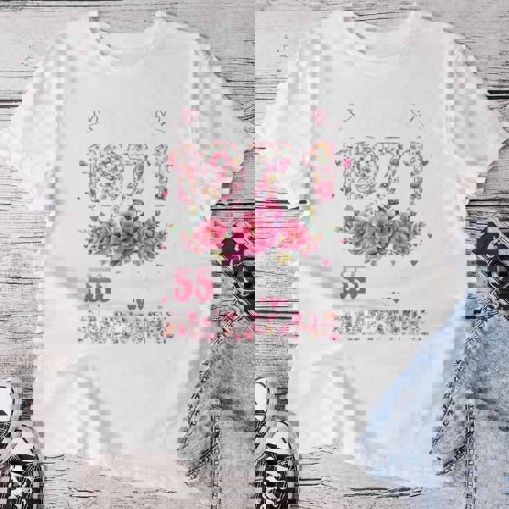 オンバック 55歳 1971年4月 花柄 55歳の誕生日 レディースTシャツ 面白い贈り物